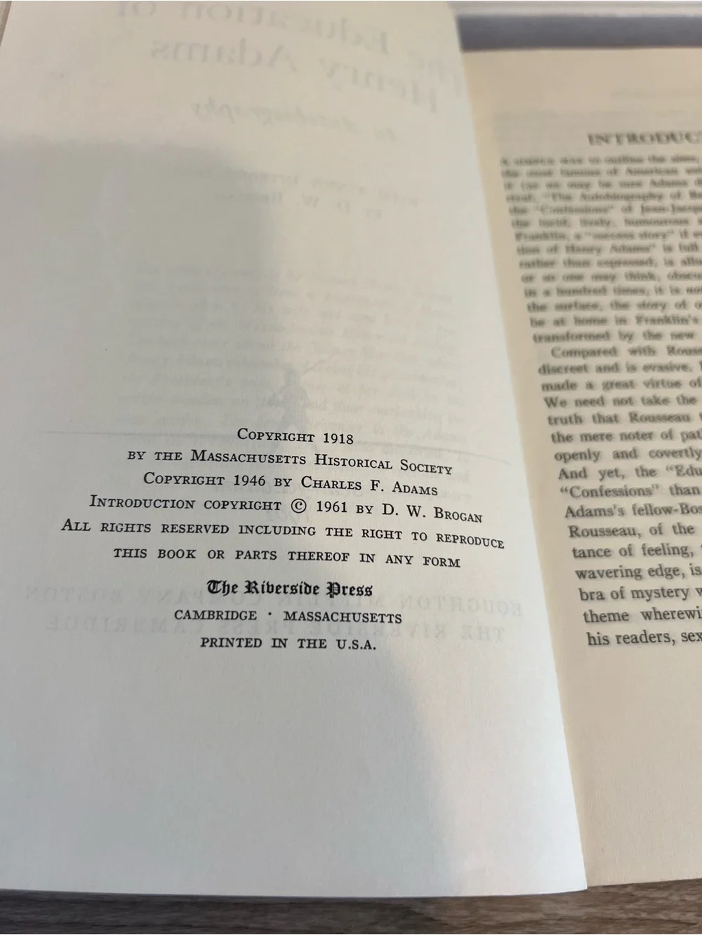 The Education of Henry Adams Sentry Edition 1961 Vintage Paperback Book SE 3⁠